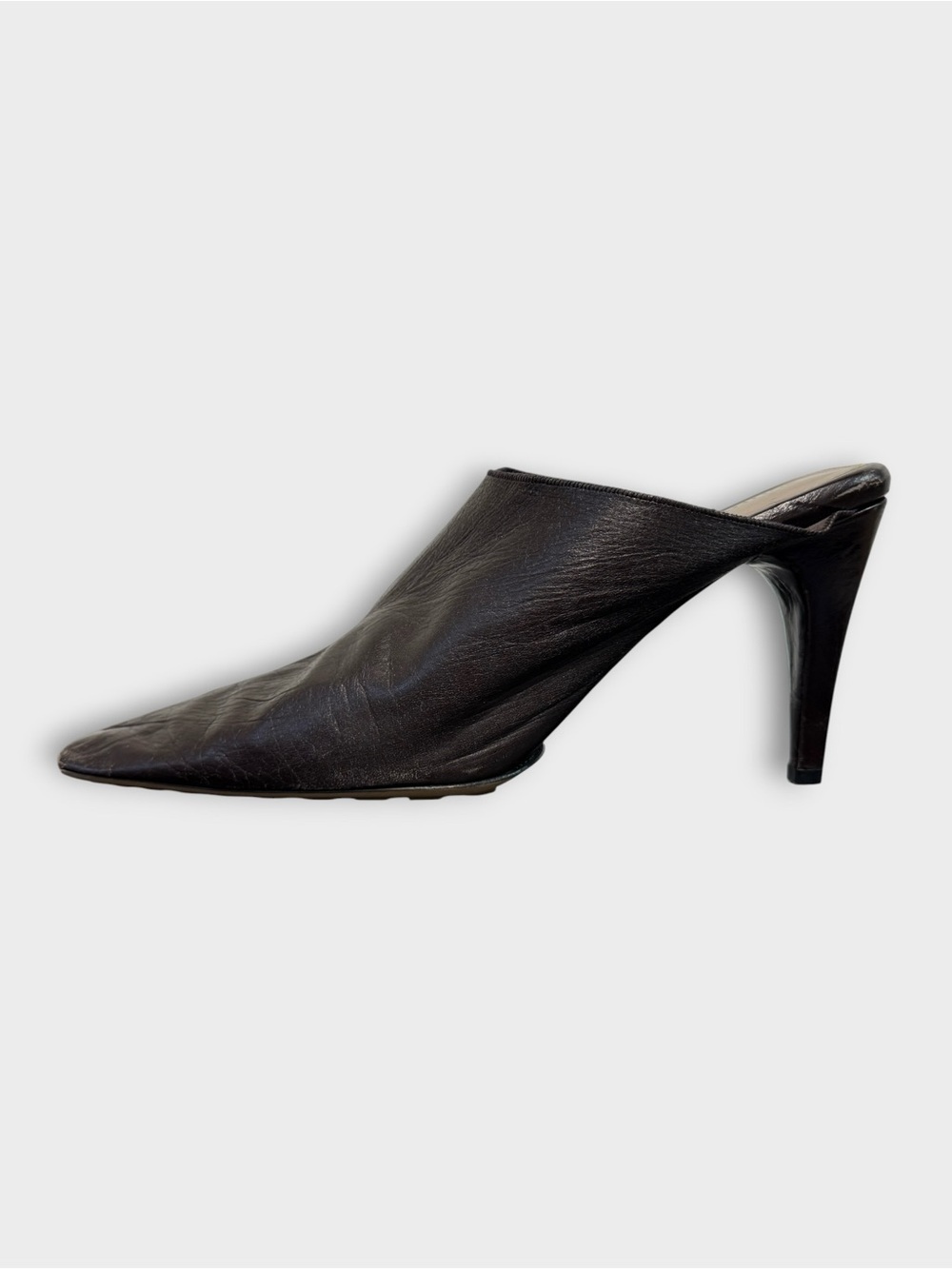 Bottega Veneta Square-Toe Leather Mules